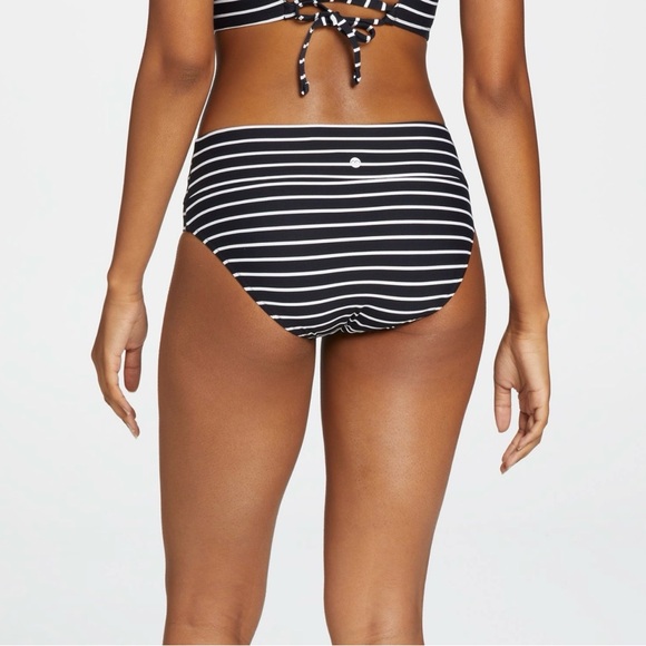CALIA Striped Bikini Set XL Black & White Strappy Top Mid-Rise Bottom - Picture 2 of 7